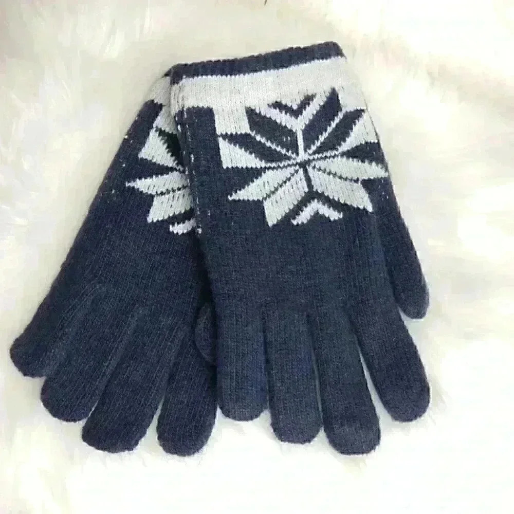 Navy blue snowflake gloves